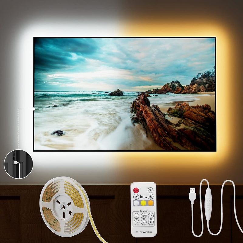 COB LED Strip Light CCT Tunable 560LEDs CRI90 2m Dimmable 2700K-6500K 24V LED Tape Lights Kit voor onder de kast slaapkamer