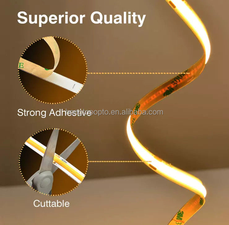 COB LED Strip 320leds 2024 hot selling Cuttable 12VDC CRI90 3000K 2700K 4000K 6000K COB led strip voor woonkamer