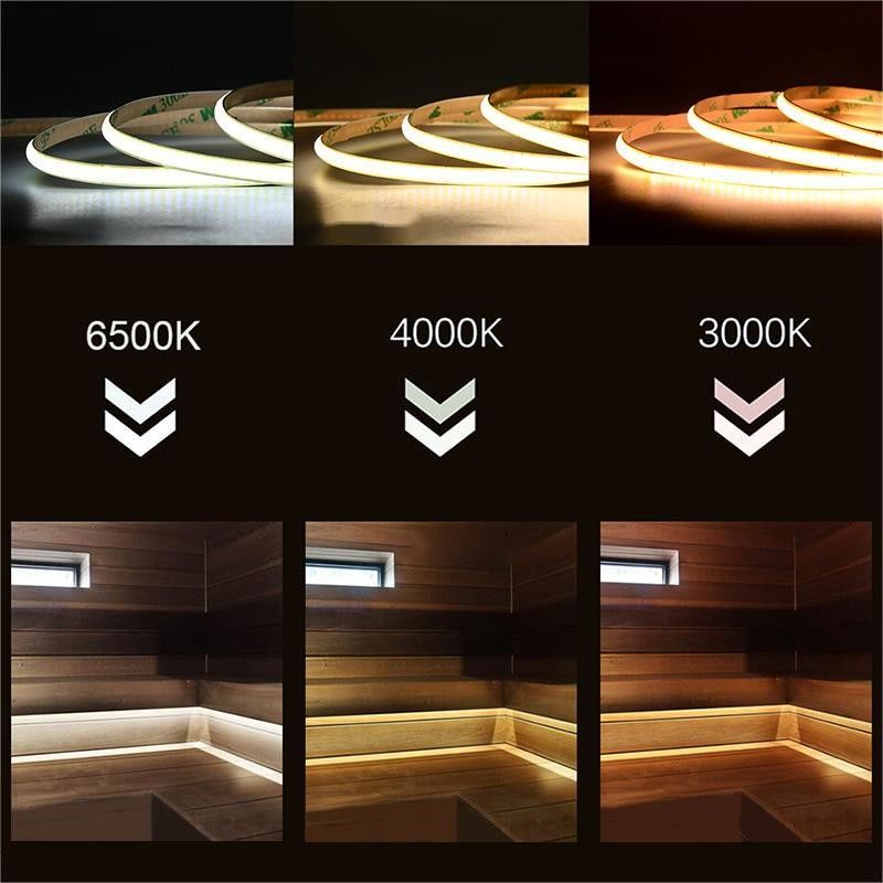 300 leds Dampproof Aanpasbaar 90Ra No-voltage COB LED strip met 4cm snijlengte voor huisverlichting