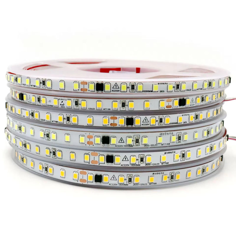 IP20 2835 220v LED lichtstrook Hoogspanning 8MM 120led/M 240led/M Hoog licht 2835 zelfklevend In Europa