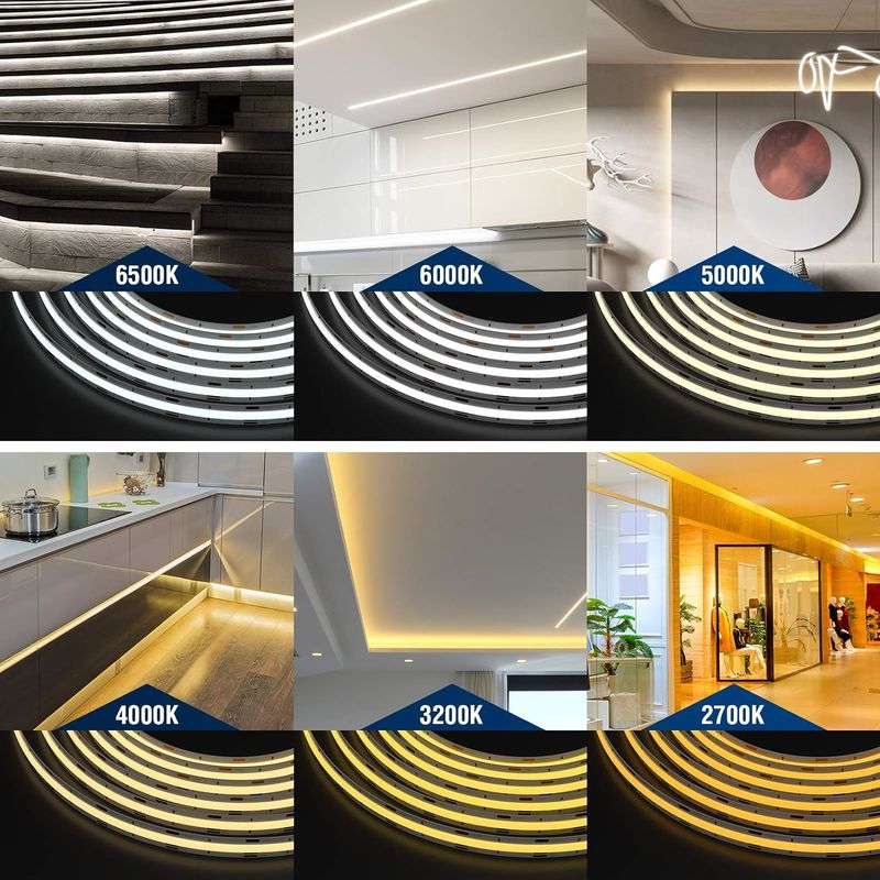 COB LED Strip Lights CCT (2700K-6500K Tunable) 2M 560LEDs/m CRI90 Led Tape Light Kit met doos pakket led strip voor thuis