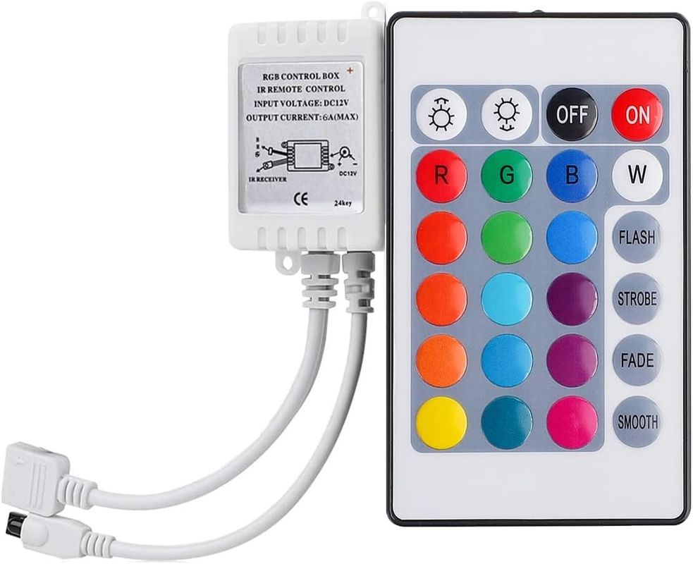 120 graden straalhoek RGB LED strip 5M SMD5050 24 toetsen IR controller Dimmable strip