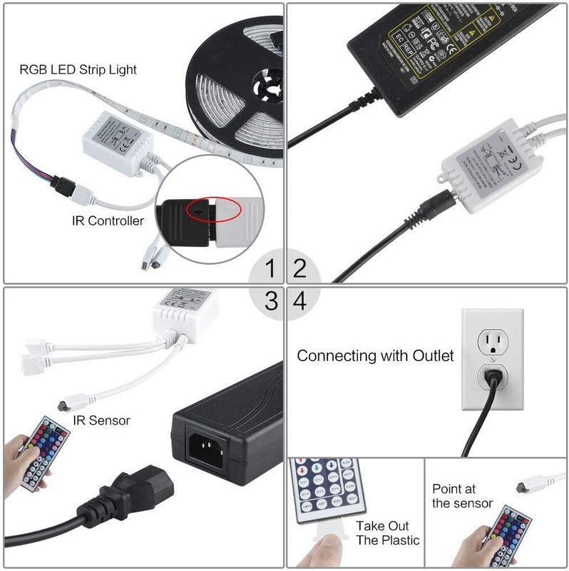 120 graden straalhoek RGB LED strip 5M SMD5050 24 toetsen IR controller Dimmable strip