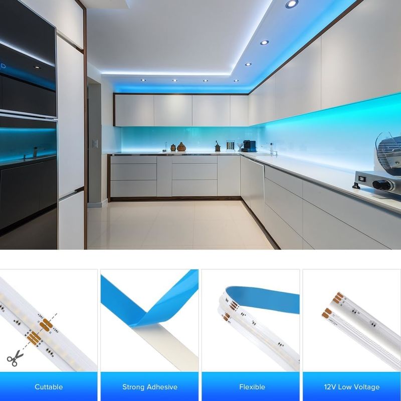Dimmable 19W RGBW COB LED strip met 784 LEDs/m IP20 rating en DMX512/RF/Bluetooth/WiFi Control