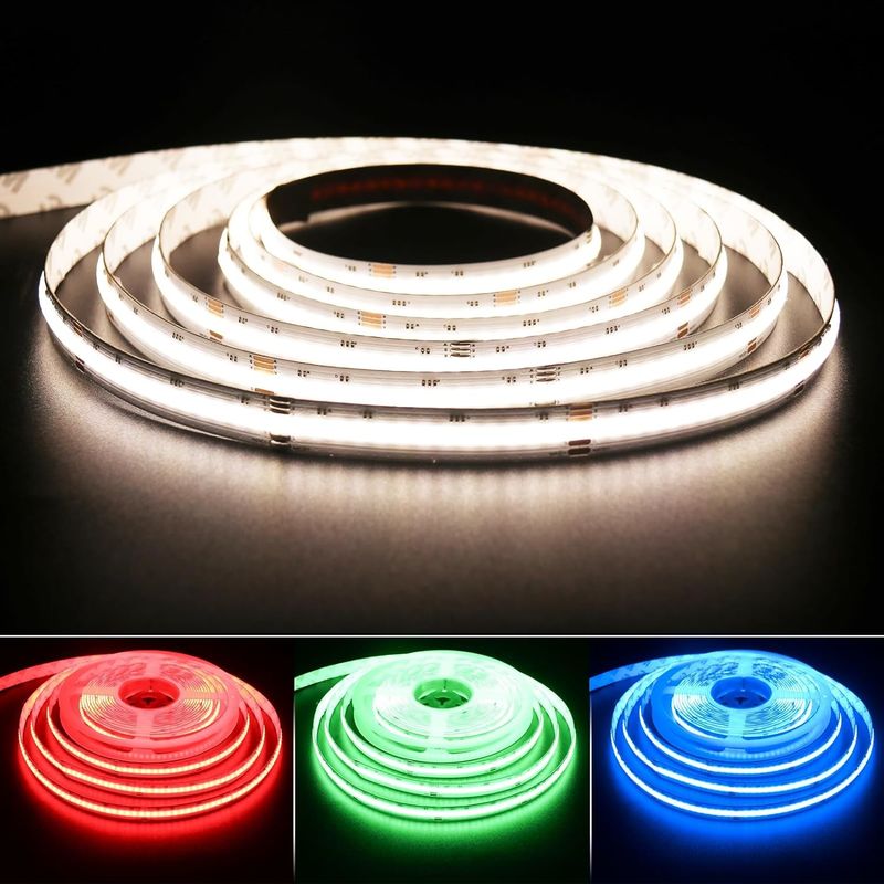 Dimmable 19W RGBW COB LED strip met 784 LEDs/m IP20 rating en DMX512/RF/Bluetooth/WiFi Control