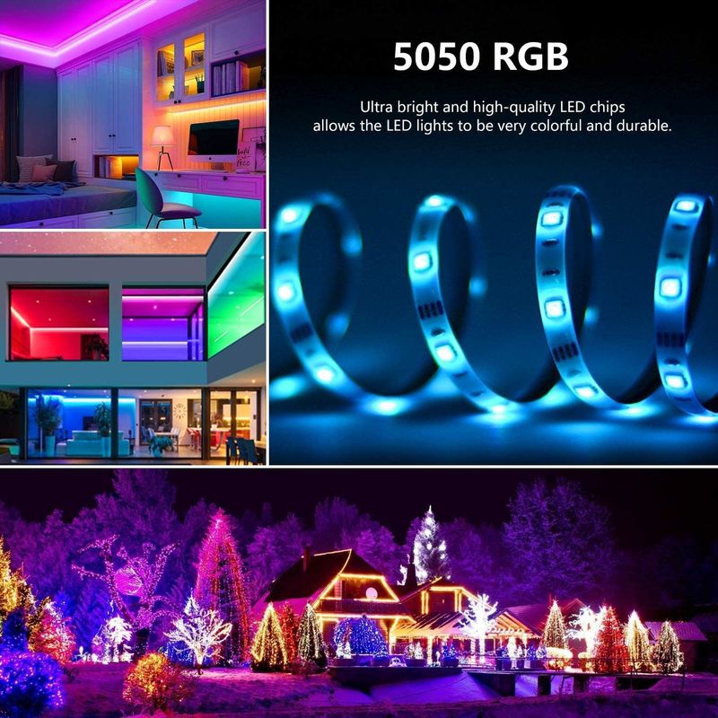 Slimme LED-strook voor decoratie 12V 5V USB-besturing Muzieksynchronisatie en RGB-kleurtemperatuur