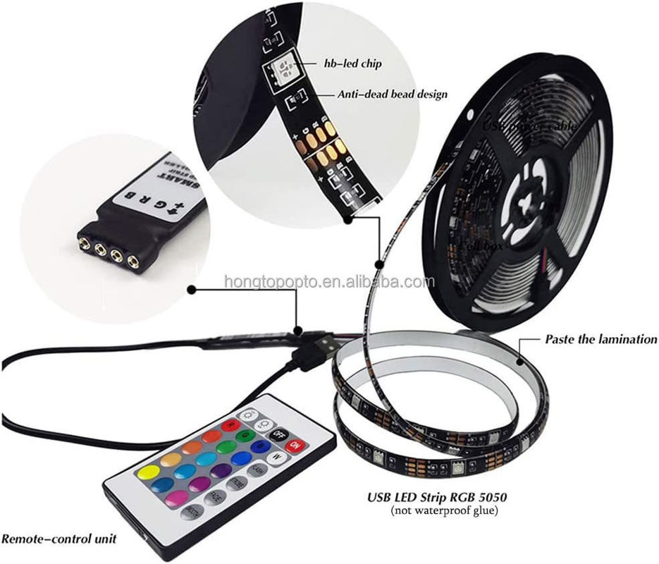 Slimme LED-strook voor decoratie 12V 5V USB-besturing Muzieksynchronisatie en RGB-kleurtemperatuur