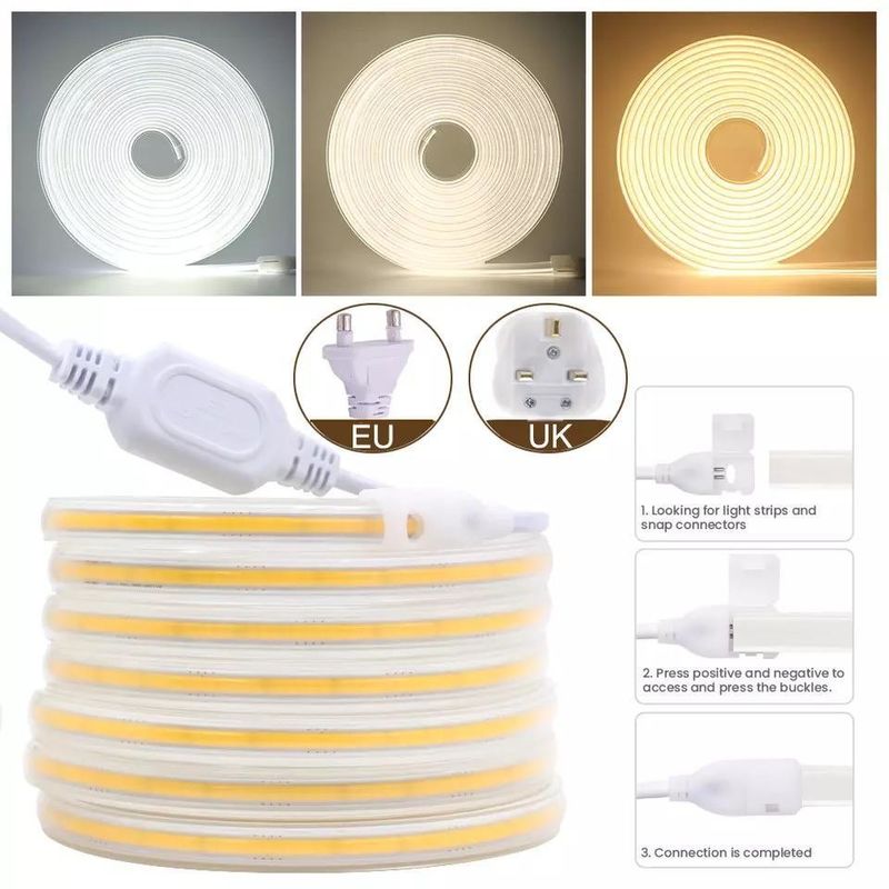 280 leds / meter 12v 24v 220v Rgbw Cob Light Strip Cob Led Strip Lengte 50meters / roll
