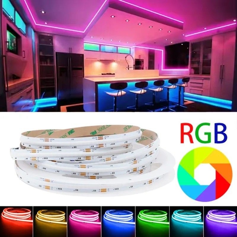 Lamp Lichtstroom lm 1000 24V 576leds/meter RGB COB LED Soft Light Strip Direct Goed