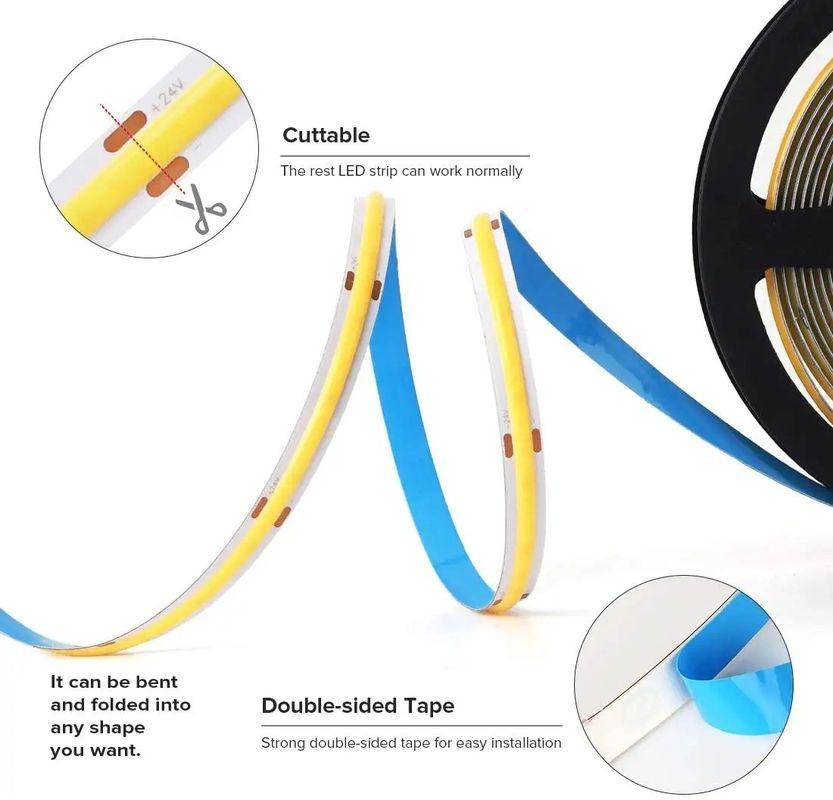 COB CRI 90 8MM 5MM LED lichtstrook voor winkel voorruit Double PCB Support Dimmer