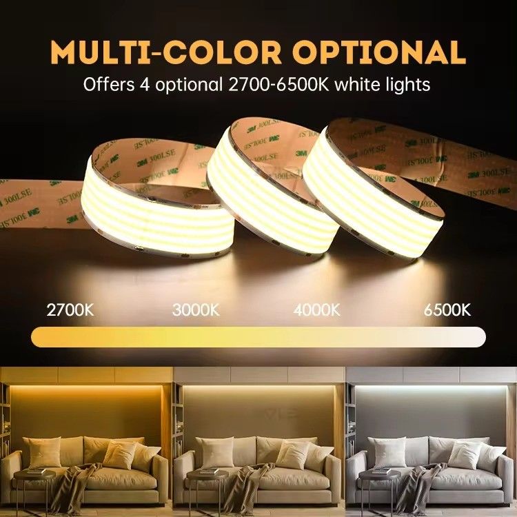 24v 30mm Flexible COB LED Strip Light met superbreed 5 rijen 1600LED's en CRI Ra 90