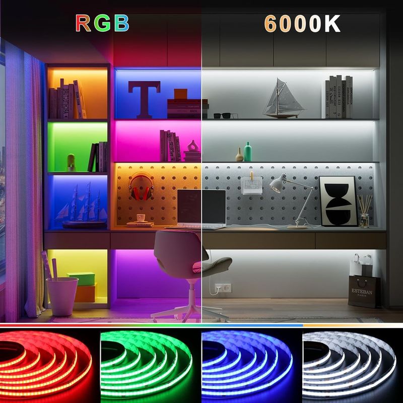 100lm/w Lamp Lichtefficiëntie RGBW 784leds Smart COB Led Strip voor huisversiering