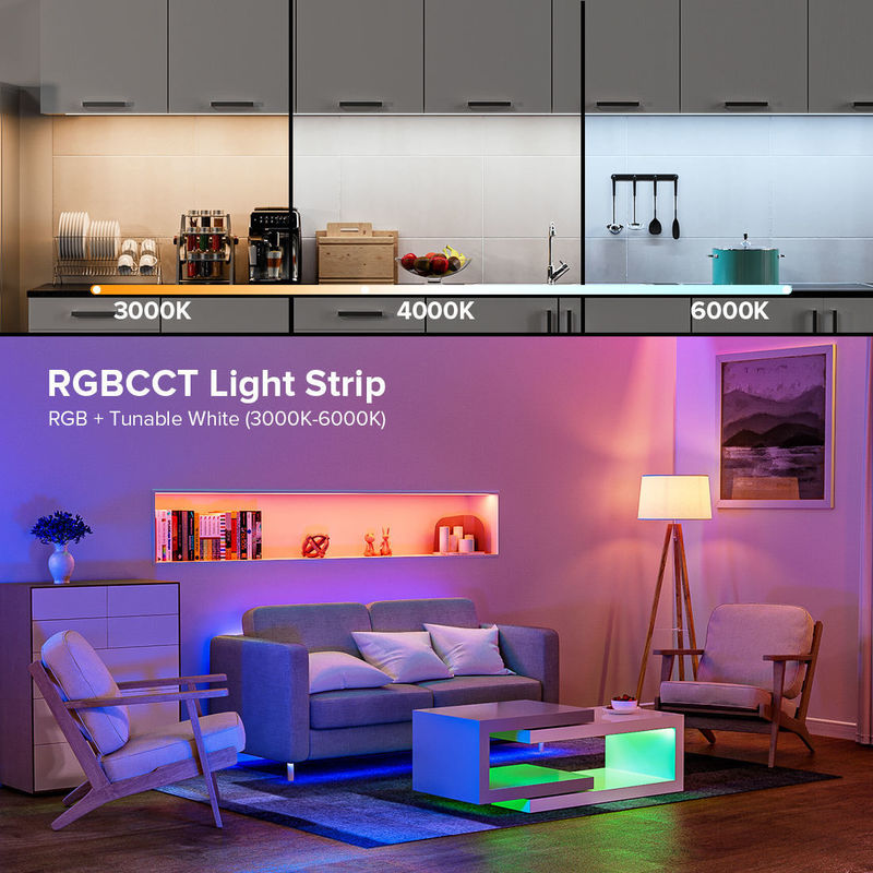 50000 uur levensduur RGBCCT COB LED-strooklicht voor woon- en slaapkamerverlichting