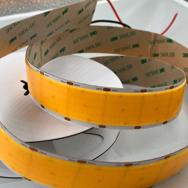 Dimmable Copper Cob Ribbon Rope Flexible Cob Led Strip High Density 1600leds Per Meter 3500K Ra 90 0.3kg 24v 30mm Breedte