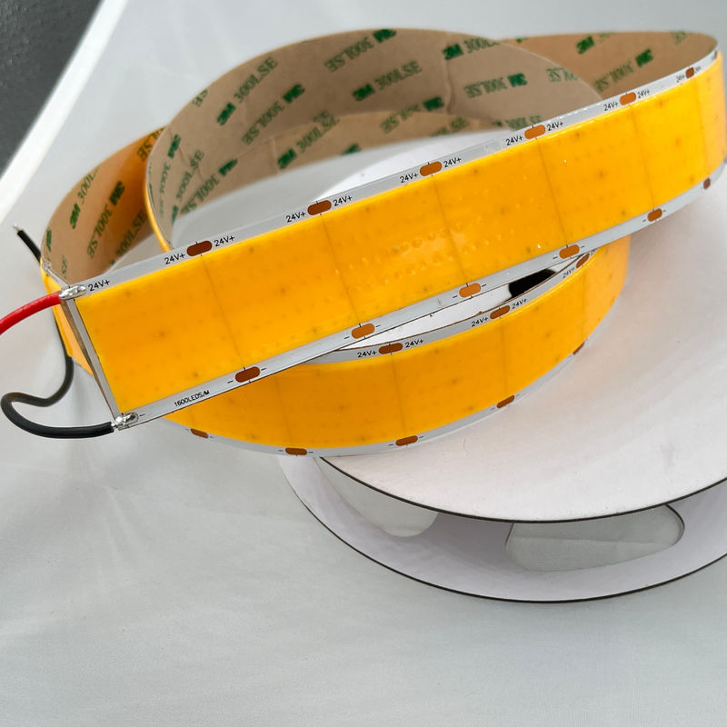 Dimmable Copper Cob Ribbon Rope Flexible Cob Led Strip High Density 1600leds Per Meter 3500K Ra 90 0.3kg 24v 30mm Breedte