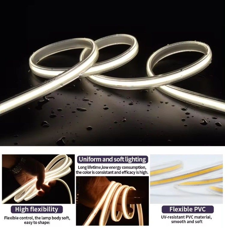 Hoogspanningsflexibel COB LED-strooklicht IP65 waterdicht 50M 100M per spoel met 30000 uur levensduur en 80 CRI