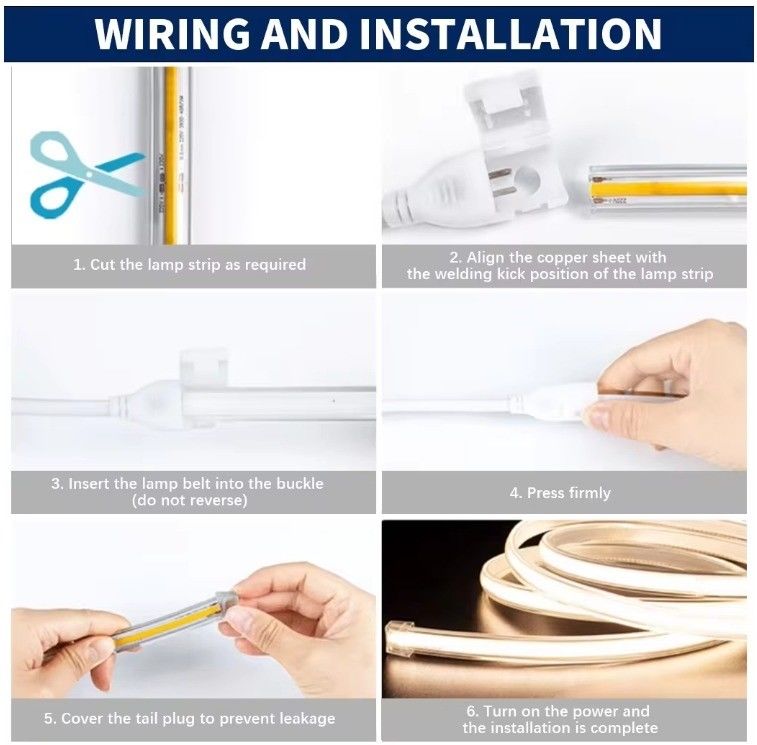Flexible COB LED Strip Light 288 LED's Hoogspanning 110V 220V 2700K 3000K 4000K 6000K IP65