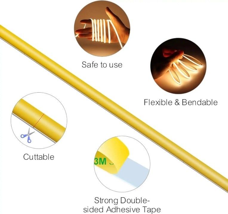 DC 12V 24V 5V Ultra Narrow 3mm Dotless COB LED Strip Light voor flexibele verlichting